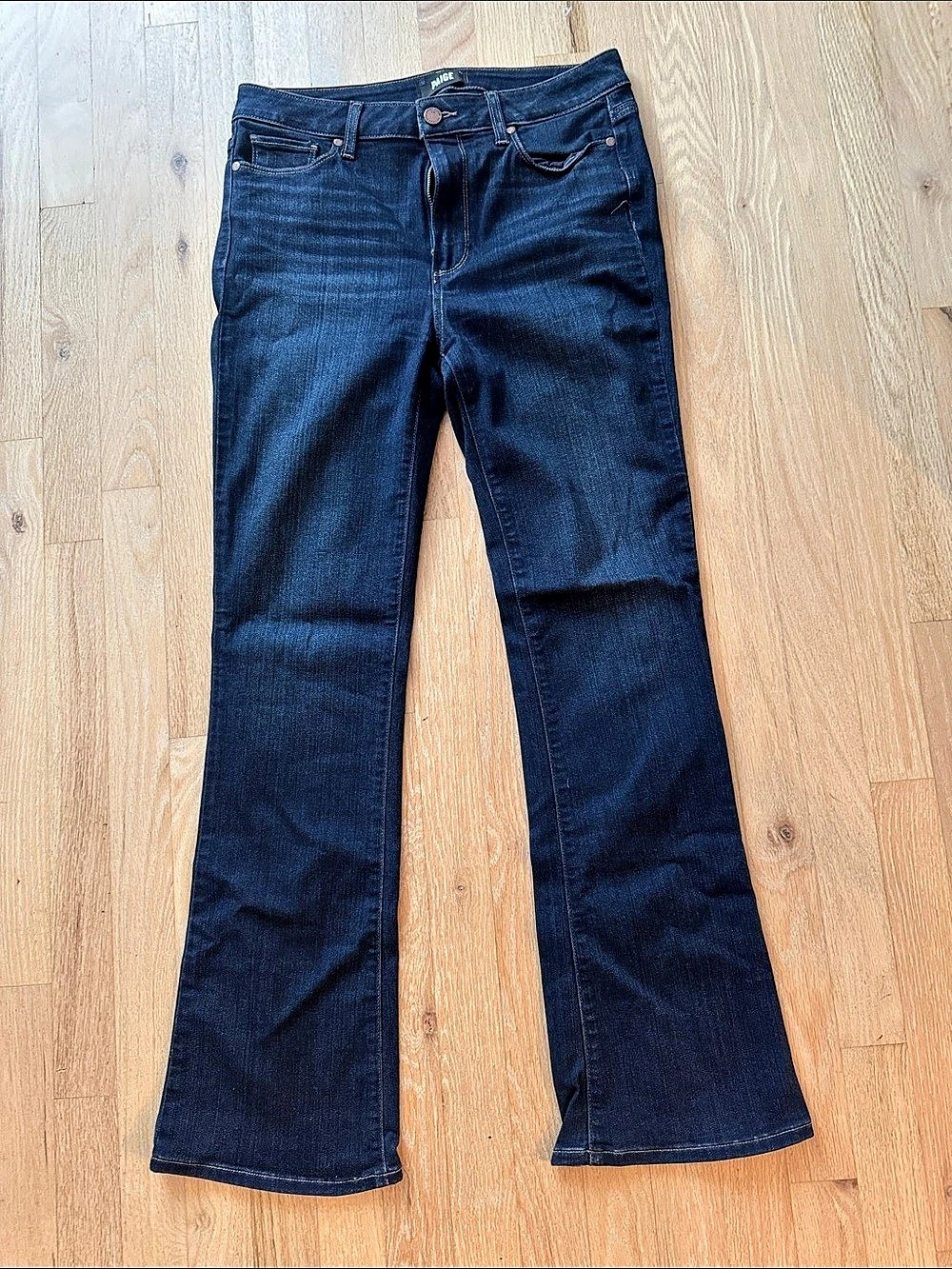 Paige High Rise Manhattan Flare Jeans in Blue Waist 30 Like New